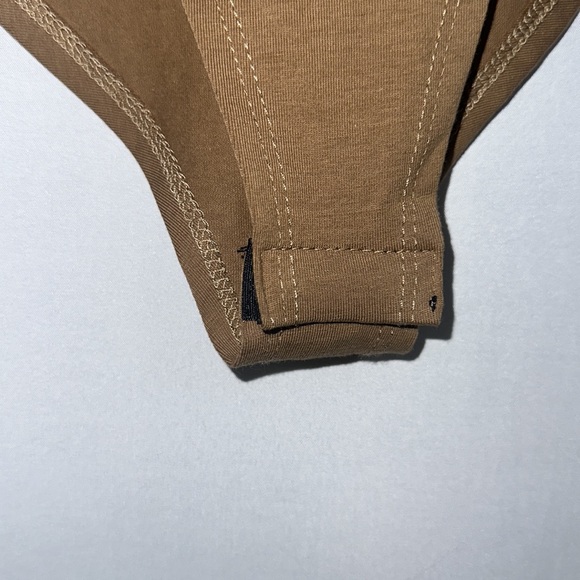 LINMON Mocha Long Sleeve Bodysuit Surplice Ruched Plunge V Neck Stretchy… - Picture 8 of 10